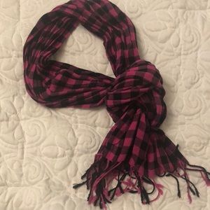 Pink & Black Fringed Scarf Wrap